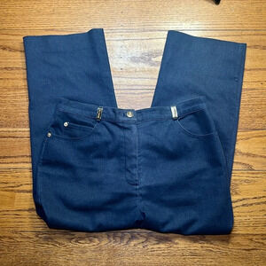 St John Sport Essentials Navy Blue Cotton Old Money High Rise Capri Slacks A38